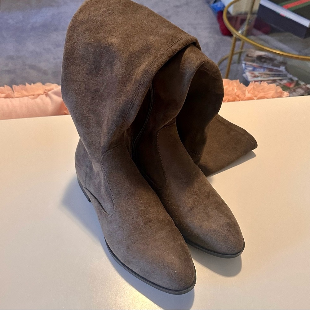 Marc Fisher Taupe Suede Over The Knee Boots Size 8.5